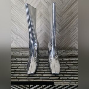 NEW Zara Silver Mirror Mid-Calf Boots
